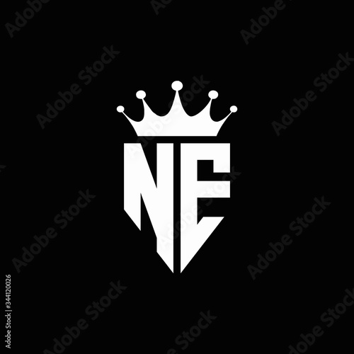 NE logo monogram emblem style with crown shape design template