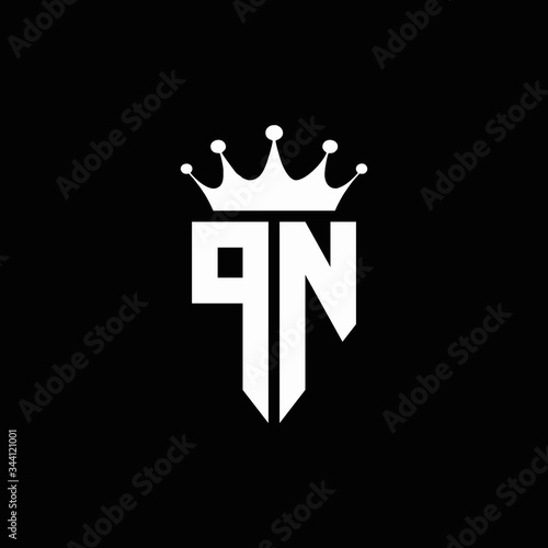 PN logo monogram emblem style with crown shape design template