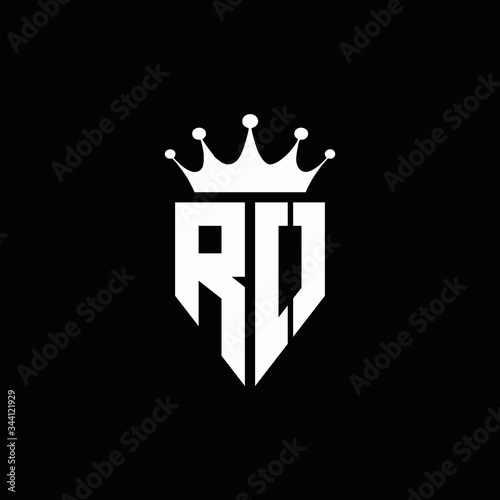 RO logo monogram emblem style with crown shape design template