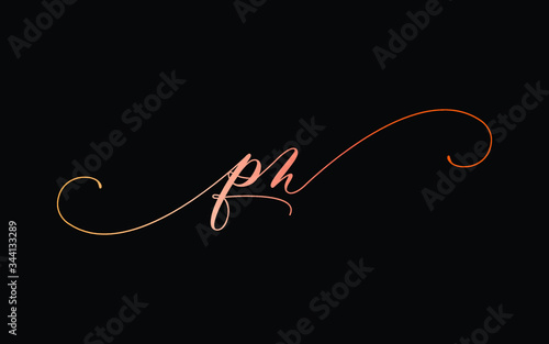 pn or p, n Lowercase Cursive Letter Initial Logo Design, Vector Template