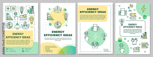 Energy saving ideas brochure template. Electricity economy. Flyer, booklet, leaflet print, cover design with linear icons. Vector layouts for magazines, annual reports, advertising posters