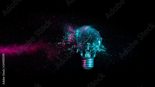 explosion of a traditional electric bulb.