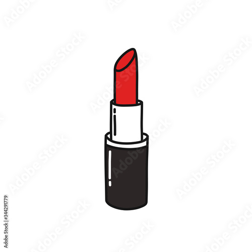 lipstick doodle icon, vector illustration