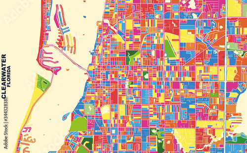 Clearwater, Florida, USA, colorful vector map