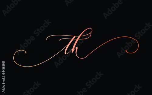 th or t, h Lowercase Cursive Letter Initial Logo Design, Vector Template