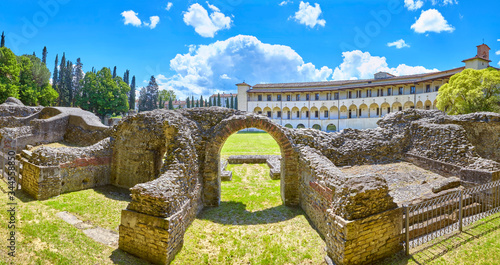 Roman amphitheater of Arezzo, Tuscany, Italy.