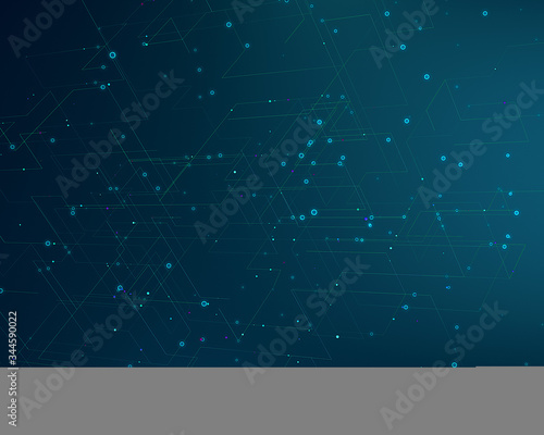 Network technology concept abstrack background. Square lines in a dark background.