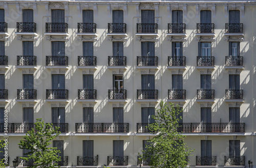 Building facade in the center of Madrid, Spain