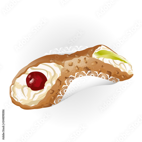 Tipico dolce siciliano, Cannolo siciliano, Grafica vettoriale