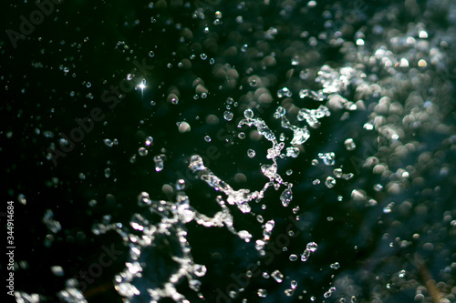 water splash and drops on dark background