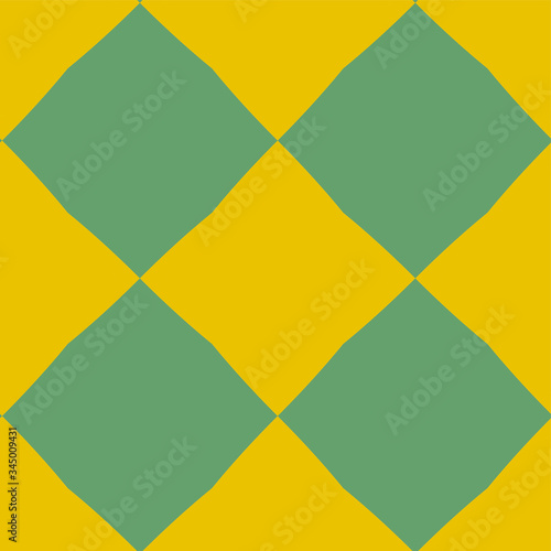Geometric chekered abstract decorative vector background. Vector mosaic tiles seamless pattern with yellow background and geometrical ornament.