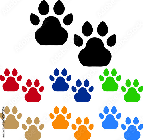 Animal tracks or prints, animal paws vector icon set