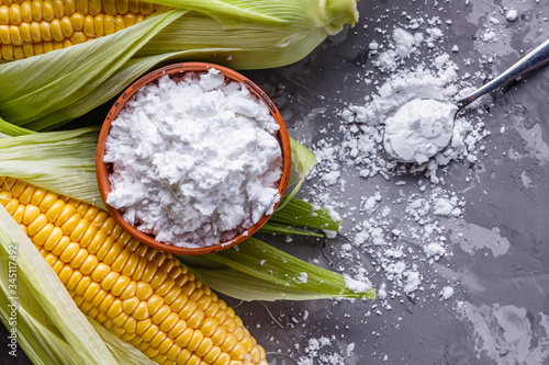 corn starch on a dark stone background