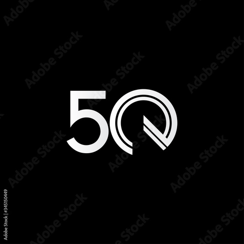 50 Years Anniversary Celebration White Line Vector Template Design Illustration