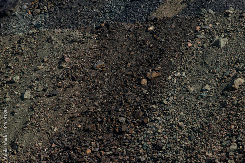 Close-up of a slag heap of iron ore quarry