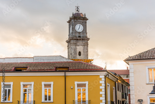 Clock tower of Torre dell'Orologio in the town Avellino, capital of the province of Avellino in the Campania region of southern Italy