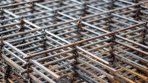  Iron wire for use base structure in road construction.Steel rods or bars used to reinforce concrete.