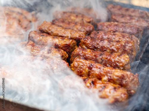 skinless meat rolls sausages grilled traditional romanian 1st of may celebration dish