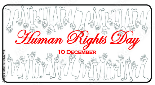 Design globe and hands up illustration Human Rights Day, 10th of December.