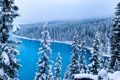 Moraine Lake, Banff, Alberta, Canada at Snow