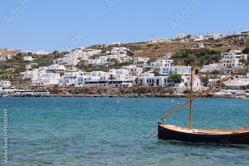 boat in greek harbor