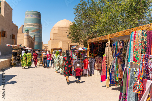 Khiva/Uzbekistan:08.20.2019-The view o famous bazaar street in Khiva