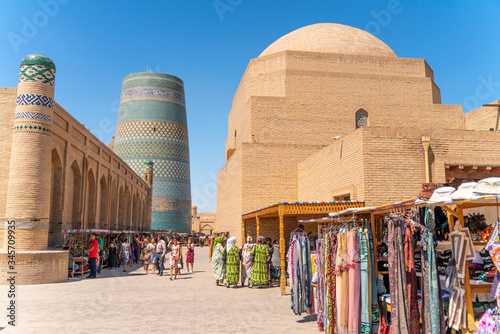 Khiva/Uzbekistan:08.20.2019-The view o famous bazaar street in Khiva
