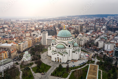 The Temple of Saint Sava in Belgrad from the Sky