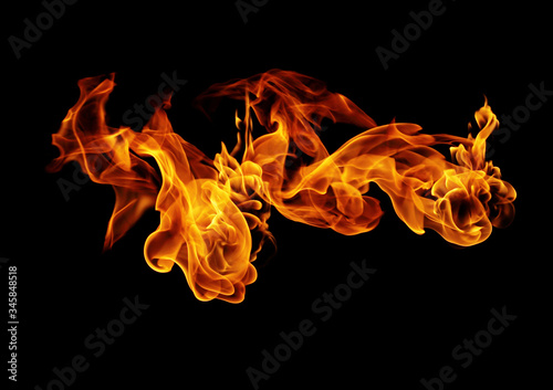 Flame, burning Black background