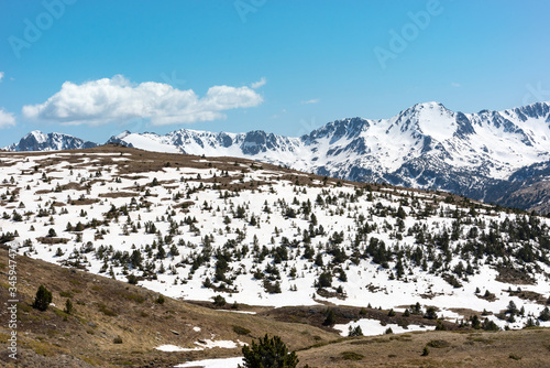 Beautiful landscape on the road that leads to the Siscaro Lakes in Andorra.