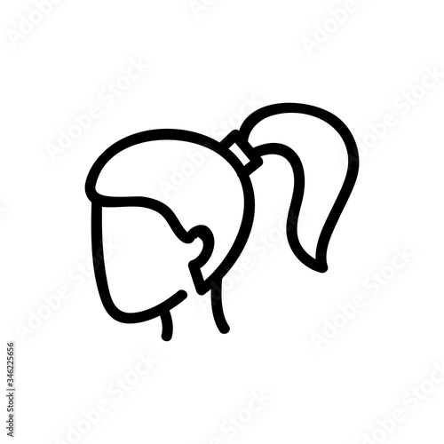 ponytail hairstyle side view icon vector. ponytail hairstyle side view sign. isolated contour symbol illustration