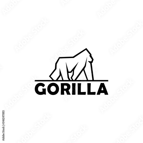 gorilla line logo design vector