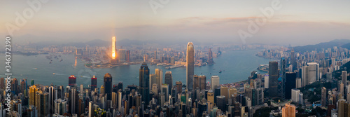 Hong Kong Cityscape Panoramic iat Sunset
