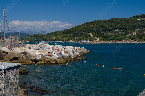 Plaża w Portovenere - Cinque Terre, Liguria, Włochy 