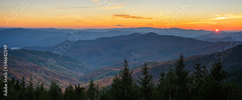 Autumn sunset at the Smoky Mountain national Park Clingmans Dome