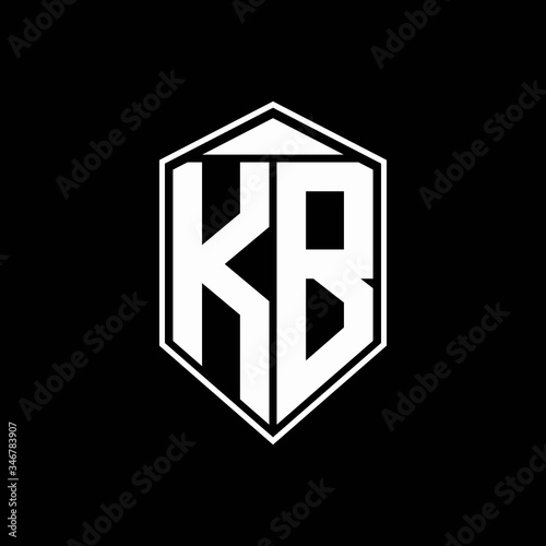 kb logo monogram with emblem shape combination tringle on top design template