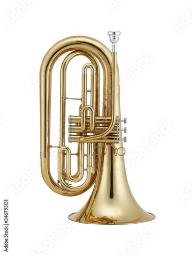 Golden Baritone, Baritone, Baritones, Brass Classical Music Instrument Isolated on White background