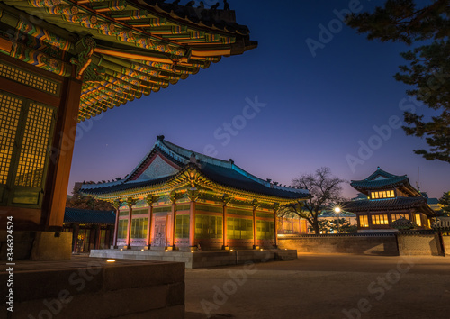 Royal palace in Seoul in sunset