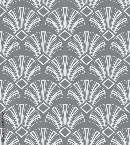 Silver Gray Art Deco Pattern Background Design.