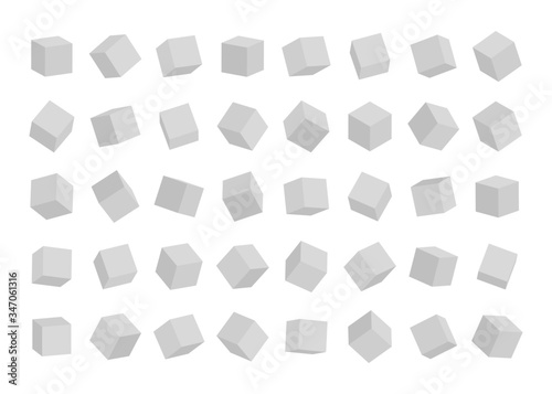 Set of cubes in different angles view isolated on white background. Vector illustration