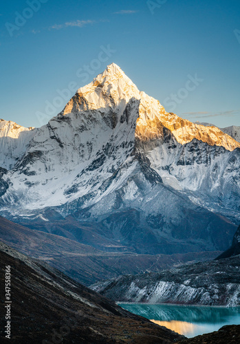 Ama Dablam mountain peak during sunset