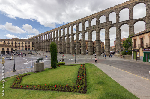 View of the aqueduct of Segovia (Spain)
