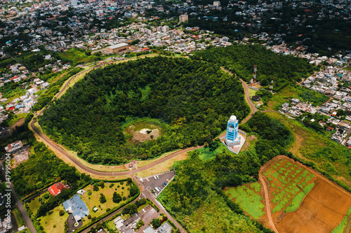 Beautiful nature in the old volcano of the island of Mauritius.Extinct volcano in Mauritius