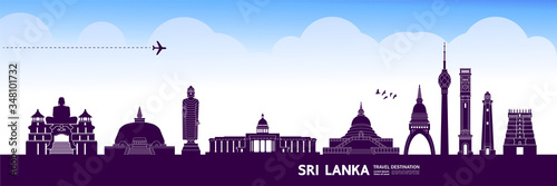 Sri Lanka travel destination grand vector illustration. 