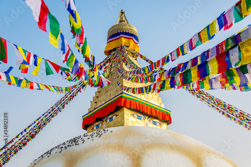 Boudhanath Stupa Kathmandu Nepal with Prayer Flags