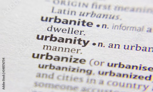 Urbanity word or phrase in a dictionary.