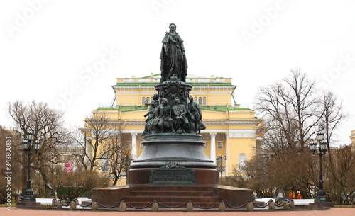 The monument to Catherine II, Ekaterininskiy garden, Saint Petersburg, Russia April 2018