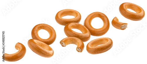Russian bagels, bread rings isolated on white background