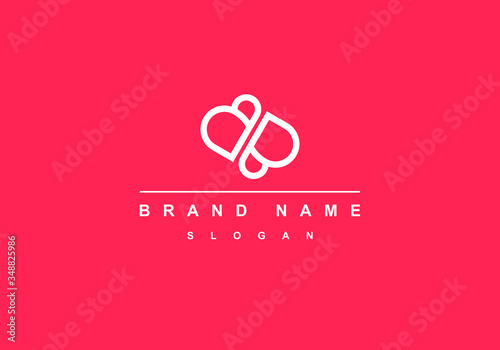 BB Abstract Letter Mark Monogram Butterfly Graphic Vector Logo Template
