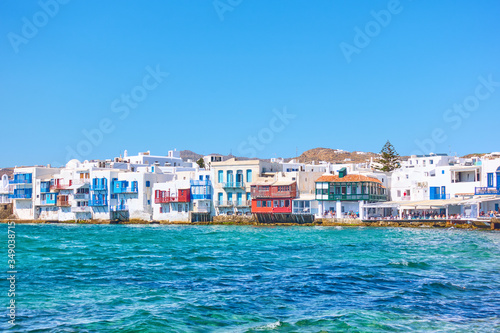 Little Venice district with houses by the sea in Mykonos